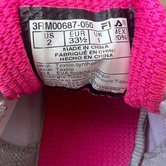 FILA Girls Diskize 2 Grey And Pink Sneakers Size US 2 Barely Worn - Picture 6 of 6